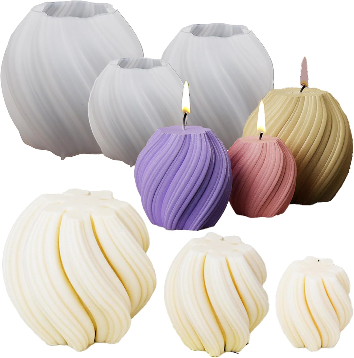 Soap Making Silicone Molds - 3 Pack Wave Candle Molds -