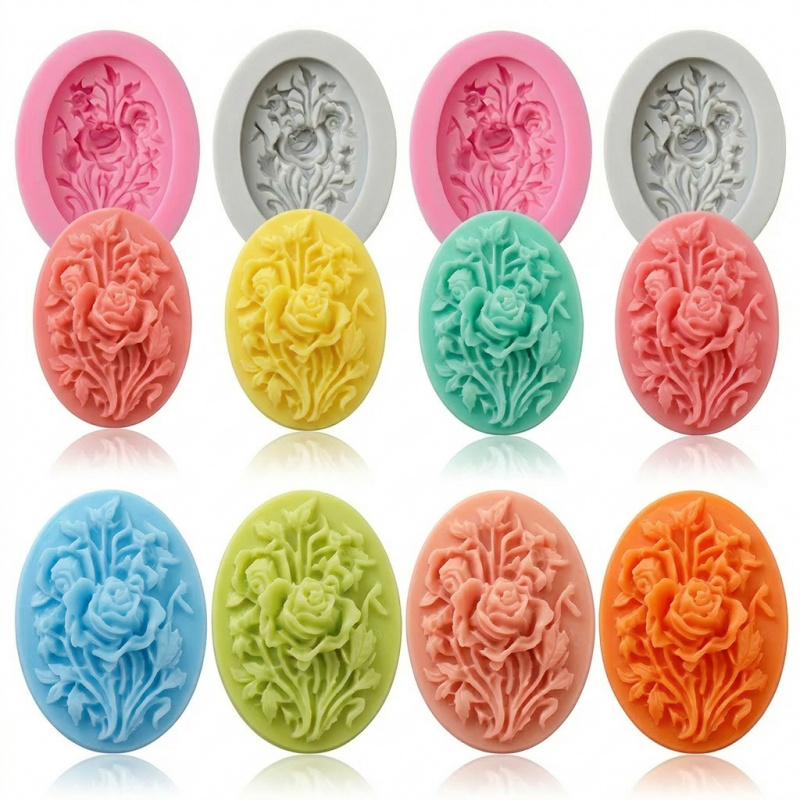 Soap Making Name - 4 Silicone mold with flower shape，Easy-to-demold