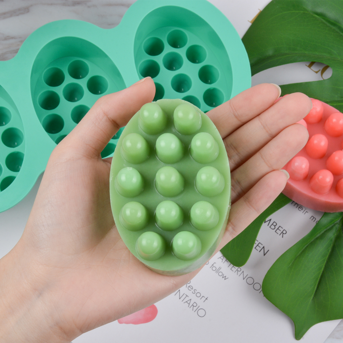 Soap Making Game - 4 Hole Oval Massage Soap Silicone