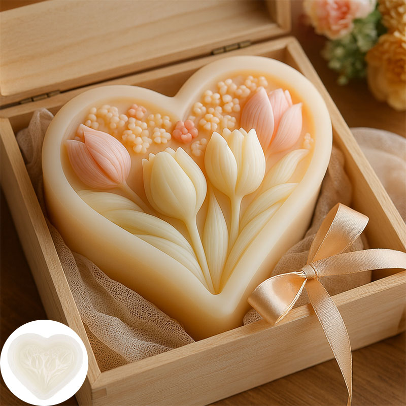 3D heart-shaped tulip silicone - Soap Making Game review and price