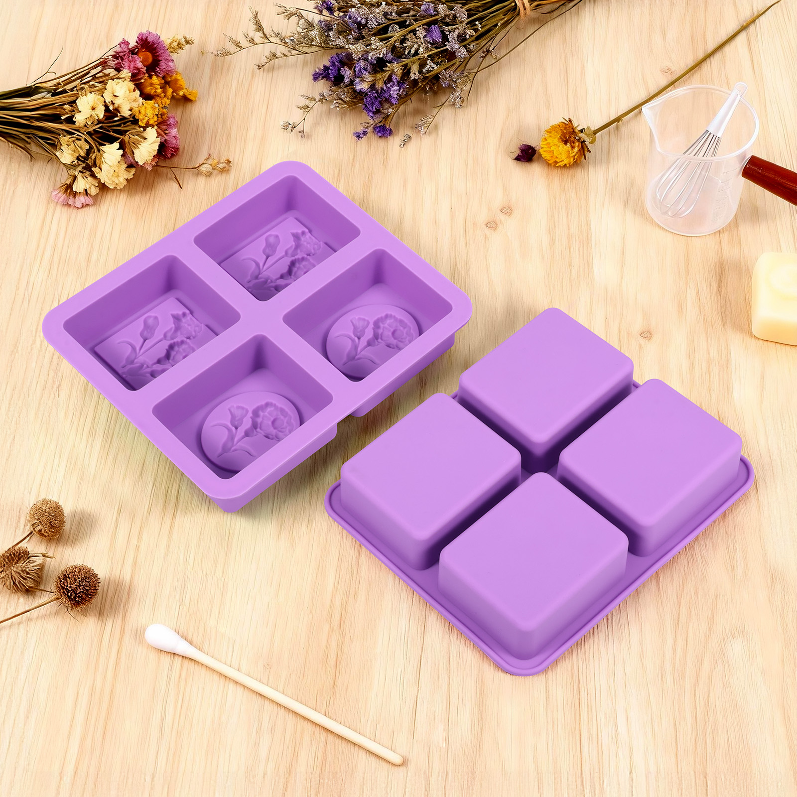 2Pcs Square Flower Handmade So - Soap Making Oils review and price