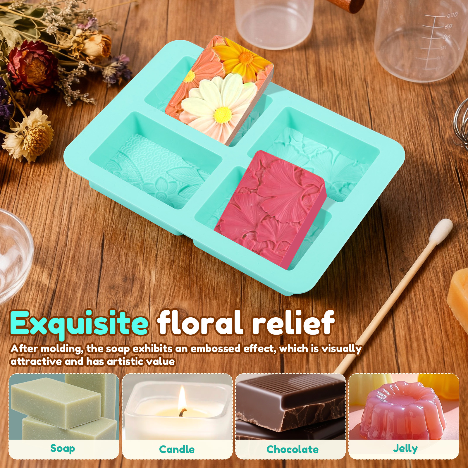 2Pcs Square Flower Handmade So - Soap Making Oils review and price