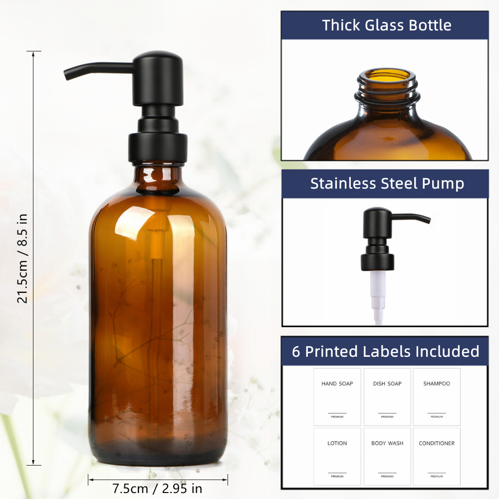 Amber Glass Soap Dispenser wit - Soap Making Pot review and price